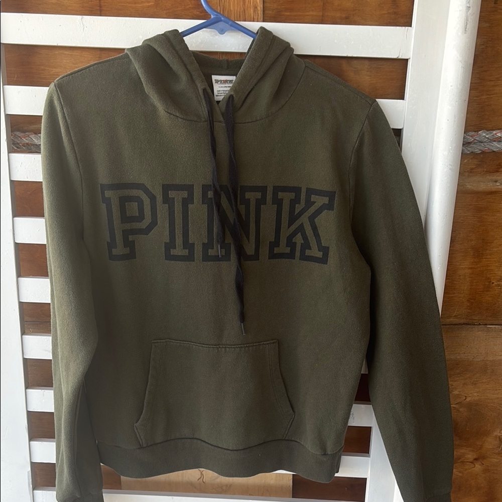 PINK Olive Green Hoodie
